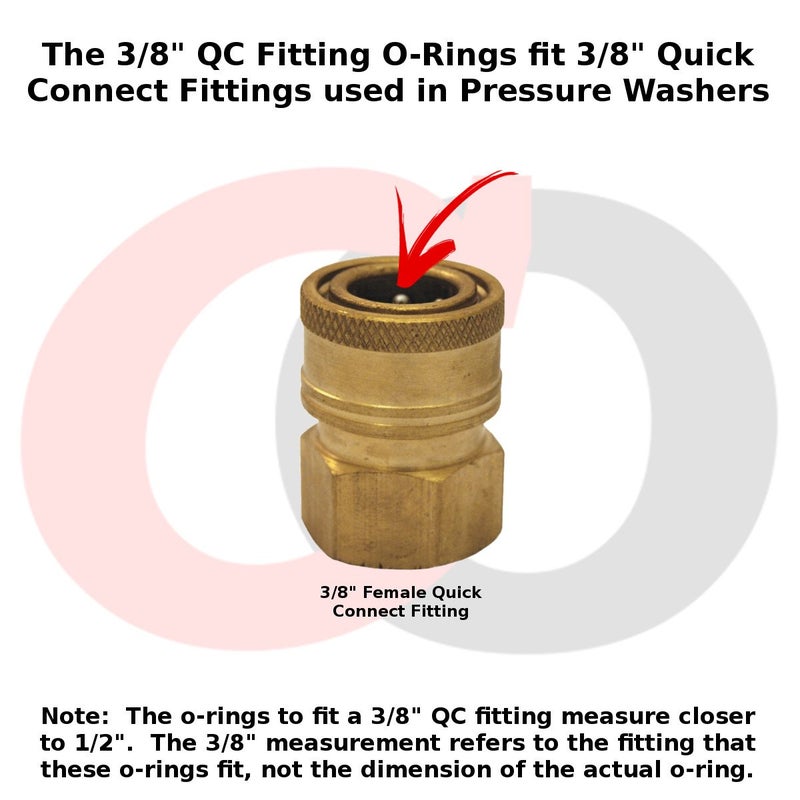 Captain O-Ring - Power Pressure Washer O-Rings for 3/8" Quick Coupler, High Temperature Viton FKM (10 Pack) [1/2" o-Rings to fit 3/8" QC Fittings] - Image 2